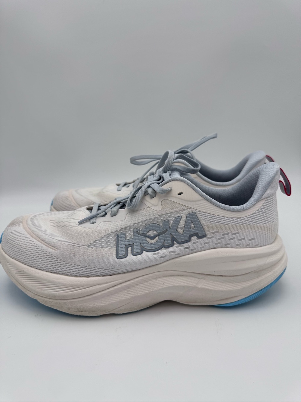 Hoka Women's White and Light Gray Cushioned Trainer